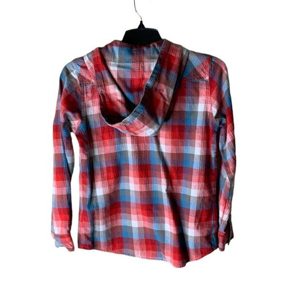 Wrangler Retro Shirt Women's Size Medium Hooded Pearl Snap Plaid Flannel Cotton - Picture 2 of 8
